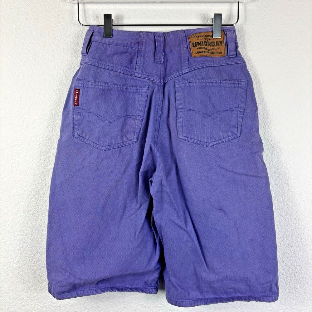 Vintage Unionbay Womens Long Shorts 9/10 24 Purple Denim 90s Bermuda Jorts Baggy